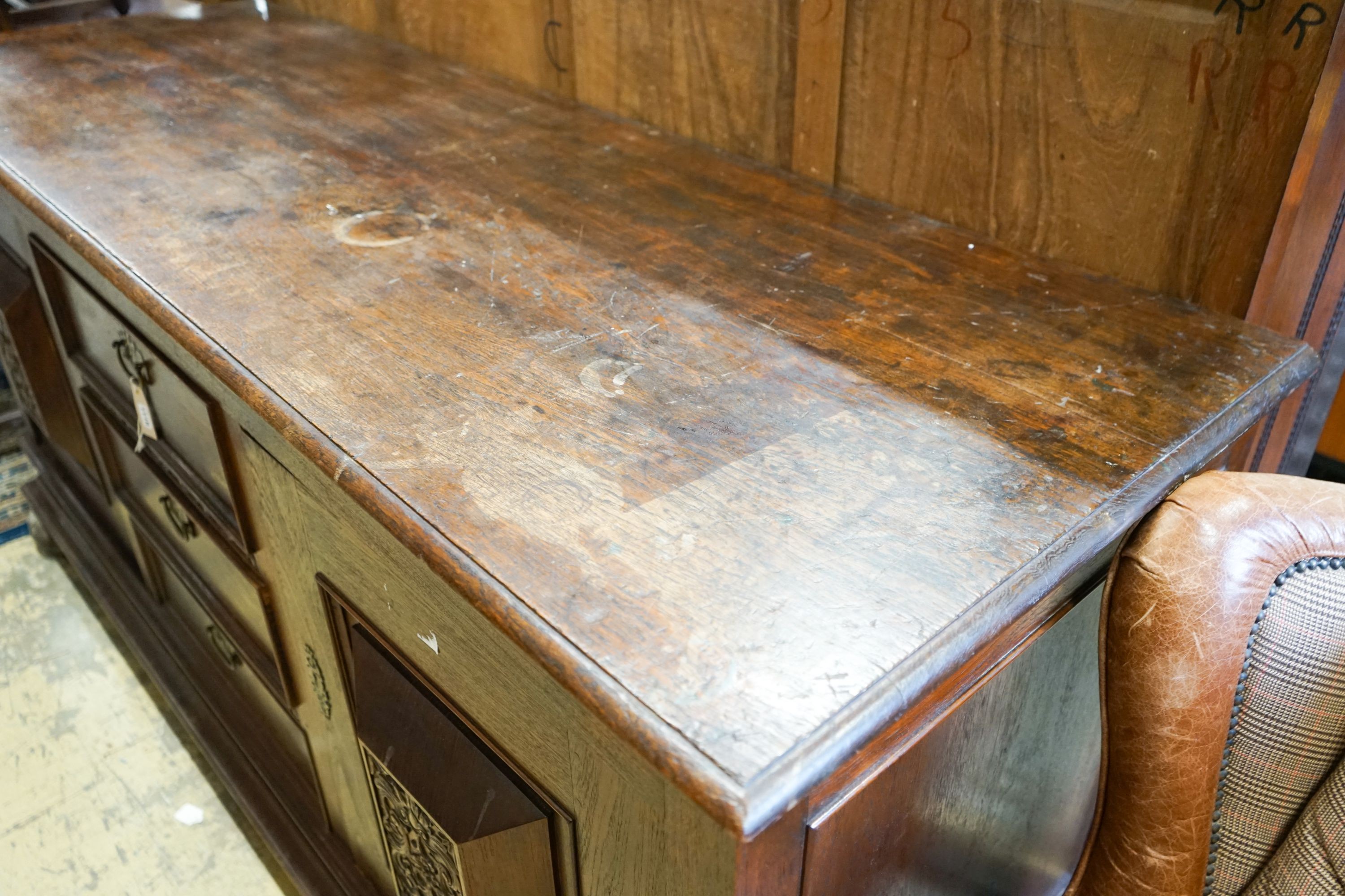 An oak sideboard, length 210cm, depth 70cm, height 103cm